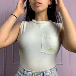 Out From Under White High Neck Bodysuit